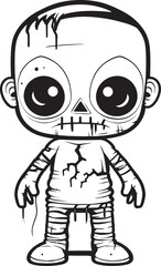 Dreadful Undead Toy Spooky Zombie Doll with Vector Icon Macabre Doll of the Abyss Creepy Zombie with Black Logo