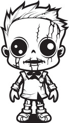 Ghostly Doll of Misery Creepy Zombie with Vector Emblem Macabre Undead Companion Spooky Zombie Doll Black Logo