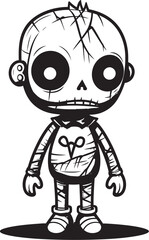 Haunted Zombie Companion Creepy Doll Emblem Design Terrifying Undead Figure Spooky Zombie with Black Icon