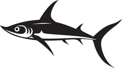 Oceanic Guardian Thresher Shark Black Vector Emblem Stealthy Sovereignty Thresher Shark Emblem in Black