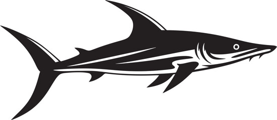 Sleek Hunter Thresher Shark with Iconic Black Logo Marine Majesty Thresher Shark with Black Vector Icon