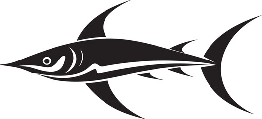 Regal Thresher Black Vector Logo Design Icon Sovereign Predator Thresher Shark with Black Emblem
