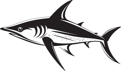 Predatory Elegance Thresher Shark Black Vector Emblem Regal Thresher Black Vector Logo Design Icon