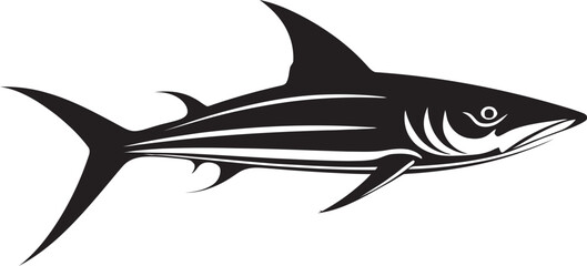 Sovereign Predator Thresher Shark with Black Emblem Elegant Hunter Thresher Shark Black Vector Icon