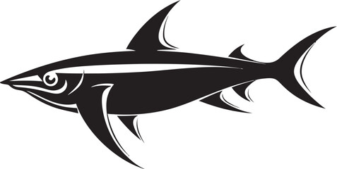 Noble Hunter Thresher Shark Black Vector Logo Graceful Predator Thresher Shark with Black Icon