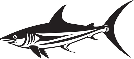 Aquatic Predator Thresher Shark Black Vector Logo Oceanic Sovereign Thresher Shark with Black Icon