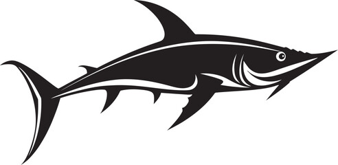 Majestic Hunter Thresher Shark with Black Icon Regal Predator Thresher Shark Black Vector Logo