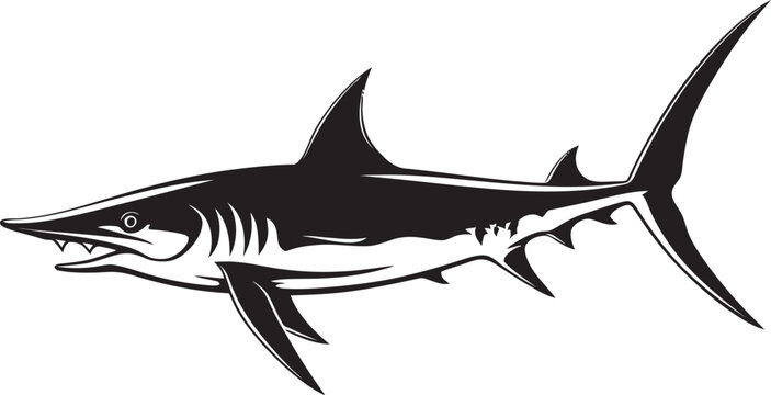 Noble Guardian Thresher Shark with Black Icon Graceful Predator Thresher Shark Black Vector Logo