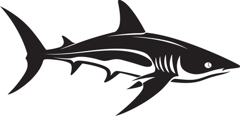 Timeless Sovereignty Thresher Shark Black Vector Design Oceanic Guardian Thresher Shark with Black Icon