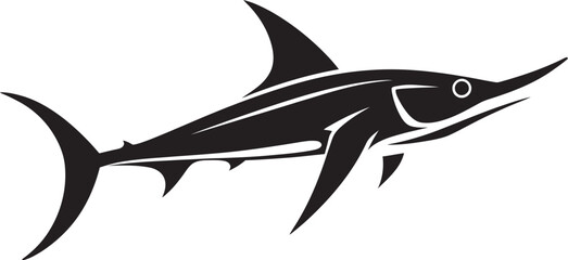 Sleek Hunter Thresher Shark with Iconic Black Logo Marine Majesty Thresher Shark with Black Vector Icon