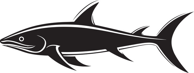 Predatory Majesty Thresher Shark Black Vector Emblem Swift Hunter Thresher Shark with Black Emblem