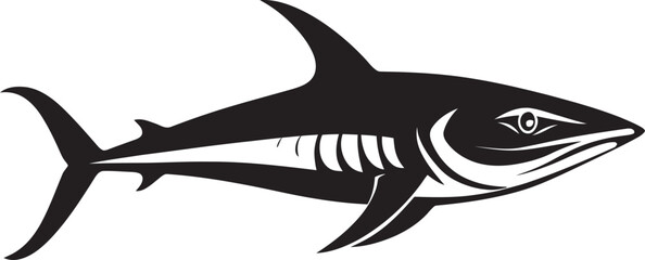 Stealthy Hunter Thresher Shark with Black Emblem Noble Sovereignty Thresher Shark Black Vector Design