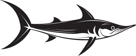 Oceanic Sovereignty Thresher Shark Emblem in Black Sleek Hunter Thresher Shark with Iconic Black Logo