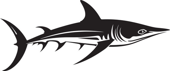 Oceanic Sovereignty Thresher Shark Emblem in Black Regal Thresher Black Vector Logo of the Majestic Shark
