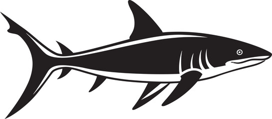 Noble Hunter Thresher Shark Black Vector Logo Graceful Predator Thresher Shark with Black Emblem