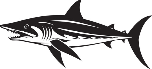 Mysterious Guardian Thresher Shark with Black Icon Noble Hunter Thresher Shark Black Vector Logo