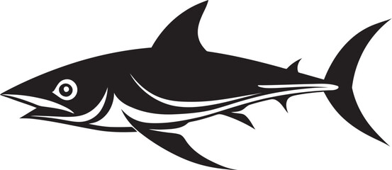 Ethereal Hunter Thresher Shark with Iconic Black Logo Marine Sovereign Thresher Shark Emblem in Black