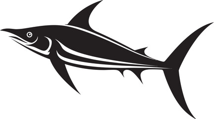 Swift Hunter Thresher Shark Black Vector Logo Graceful Sovereign Thresher Shark Black Emblem