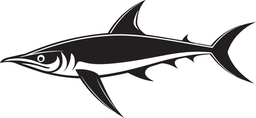 Oceanic Guardian Thresher Shark with Black Icon Elegant Hunter Thresher Shark Black Vector Logo