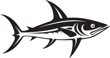 Elegant Hunter Thresher Shark Black Vector Logo Timeless Sovereign Thresher Shark Black Emblem