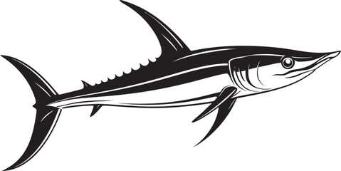 Stealthy Hunter Thresher Shark Black Vector Logo Noble Sovereign Thresher Shark Black Emblem