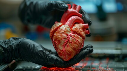 3 Artificial Human Heart, Technological Breakthrough in Genetic Engineering. Biotech Laboratory