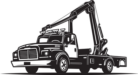Emergency Transport Tow Truck with Black Emblem Roadside Rescue Black Logo Design on Tow Truck