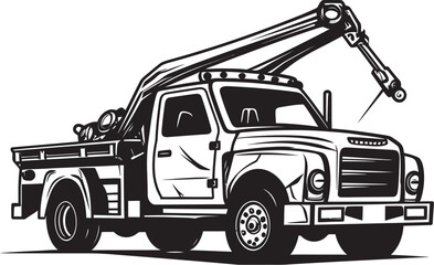 Safety Patrol Tow Truck with Iconic Black Emblem Urban Heroes Tow Truck featuring Black Vector Icon