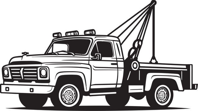 Highway Guardian Black Vector Icon on Tow Truck City Savior Tow Truck with Iconic Black Emblem