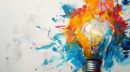 Vibrant Bulb Splash Illustration on Black Background