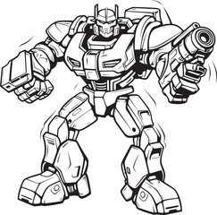 Mechanical Metamorphosis Transforming Weapon with Black Emblem Tech Transformation Black Logo Design on Robot Weapon