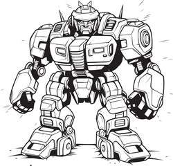 Cybernetic Fusion Black Logo Design on Transforming Robot Mechanical Mastery Transforming Weapon with Sleek Black Emblem