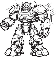 Robotic Reshaping Transforming Weapon with Striking Black Emblem Cybernetic Arsenal Black Logo Design on Weaponized Robot