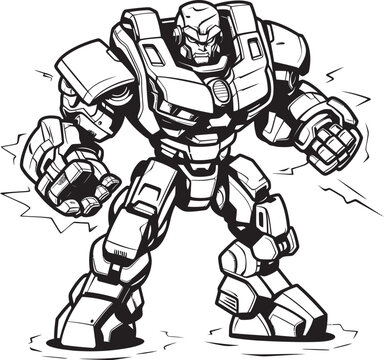 Armament Upgrade Black Vector Logo on Transforming Robot Digital Dynamics Transforming Weapon with Bold Black Vector