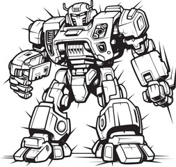 Tech Titan Black Emblem on Weaponized Robot Cybernetic Catalyst Transforming Weapon with Striking Black Design