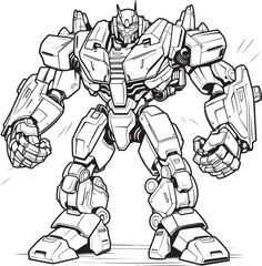 Robotic Resurgence Transforming Weapon with Bold Black Vector Armament Evolution Black Emblem on Weaponized Robot