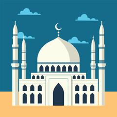 illustration of a beautiful white mosque