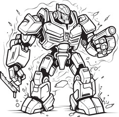 Digital Domination Transforming Robot with Vector Emblem Mechanical Mastery Black Emblem on Weapon