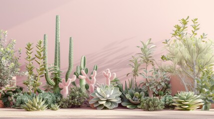 Vivid Oasis Retreat: Surreal Cactus Garden Alive with Vibrant Colors - Elevating Modern Home Decor and Sparking Artistic Inspiration