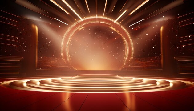 Red golden ceremony award stage venue background.