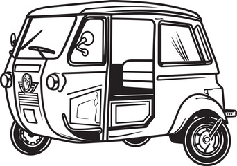 Metro Cruiser Black Vector Logo on Tuk Tuk Rickshaw Street Navigator Tuk Tuk Rickshaw with Sleek Black Design