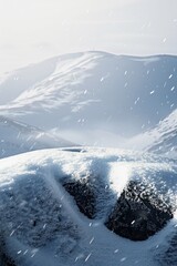 A snow covered mountain with a car tire on top of it