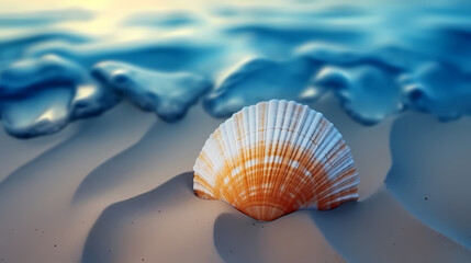 Fototapeta na wymiar Conch shells on the seaside at sunrise