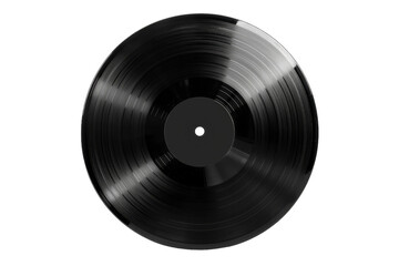 Black Vinyl Record on Transparent Background