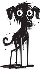 Freakish Zombie Creature Black Logo Design Emblem Creepy Mutant Canine Macabre Black Vector Icon