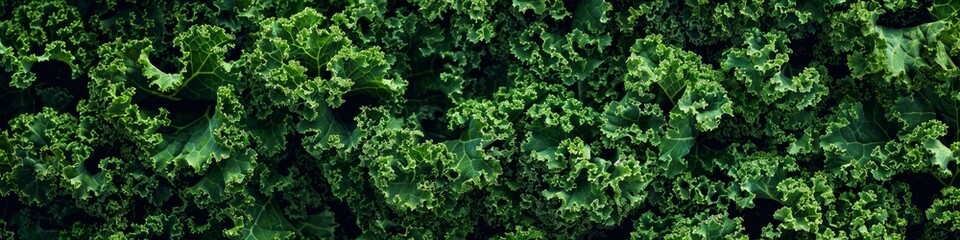 A lush expanse of curly kale showcases vibrant green textures, background, wallpaper, banner - obrazy, fototapety, plakaty