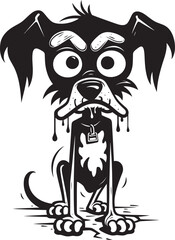 Chilling Creepy Pooch Eerie Black Logo Design Sinister Mutated Dog Cryptic Black Vector