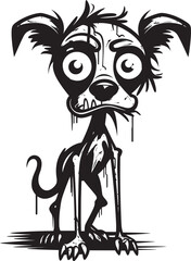 Eerie Mutant Pooch Sinister Black Vector Macabre Zombie Dog Creepy Black Emblem