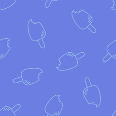 Blue seamless pattern with outline icecream