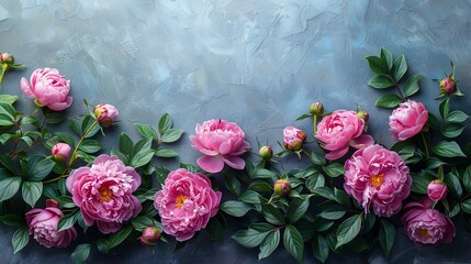 Elegant Floral Array of Roses and Peonies - obrazy, fototapety, plakaty